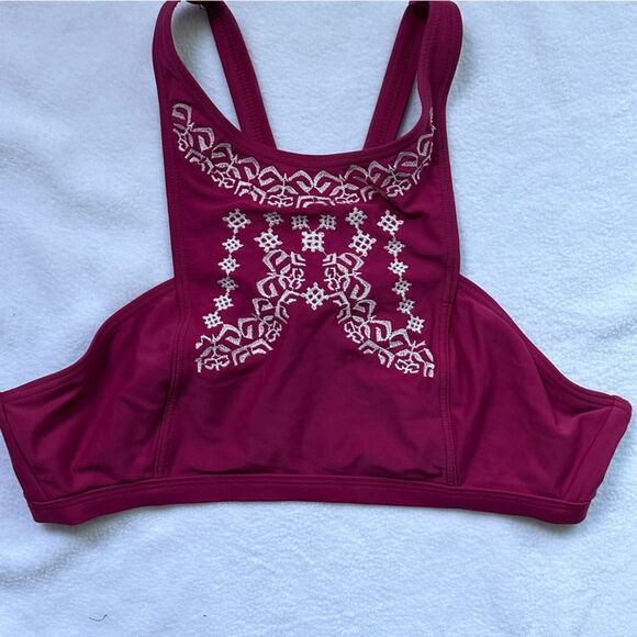 MINKPINK CORAL Red Racerback Embroidered Women's 2 piece bikini Size Medium​ - Picture 7 of 11